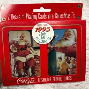 1995 Limited Edition Coca Cola Santa cards in Christmas collectible tin